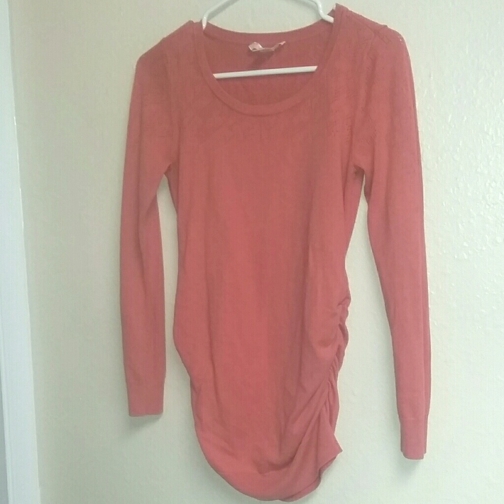 Motherhood Maternity coral long sleeve blouse